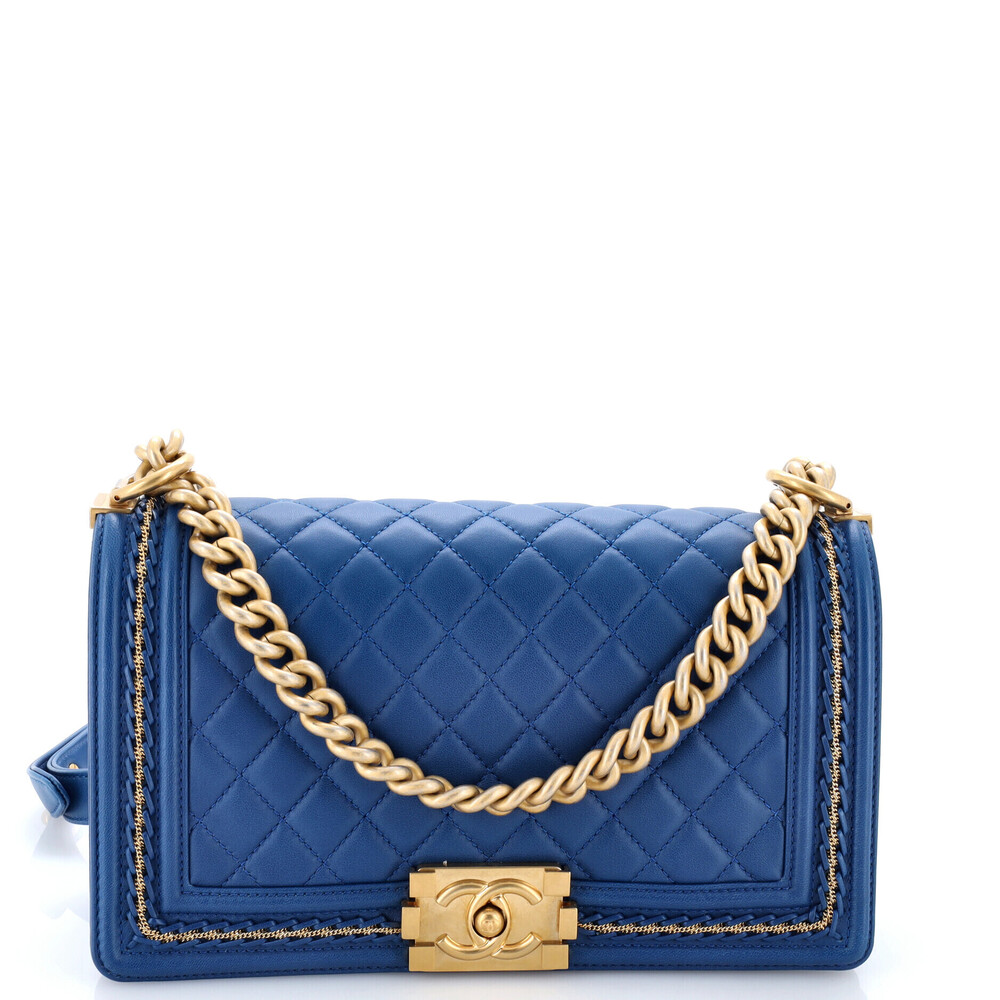 Chanel Old Medium Boy Flap Bag Quilted Lambskin with Chain Detail